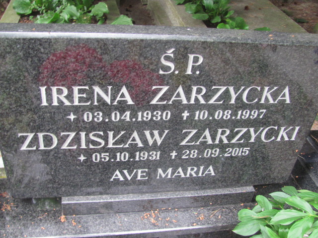 Irena Zarzycka 1930 Sopot par. - Grobonet - Wyszukiwarka osób pochowanych
