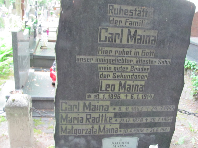 Carl Maina 1863 Sopot - Grobonet - Wyszukiwarka osób pochowanych